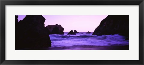 Framed Dusk on the Santa Cruz coastline, California, USA Print