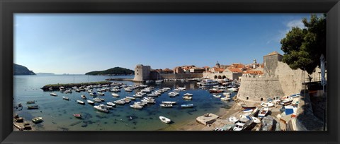 Framed Boats in the sea, Old City, Dubrovnik, Croatia Print