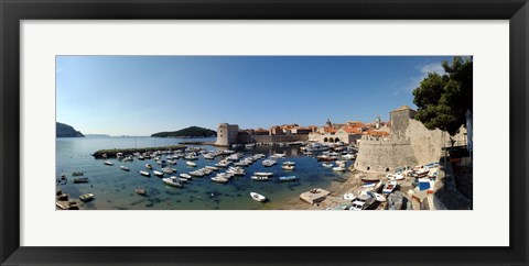 Framed Boats in the sea, Old City, Dubrovnik, Croatia Print