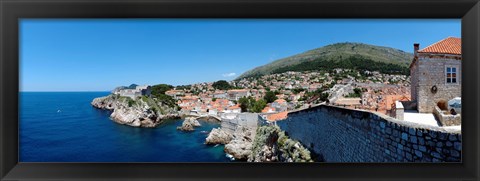 Framed Buildings at the waterfront, Adriatic Sea, Lovrijenac, Dubrovnik, Croatia Print
