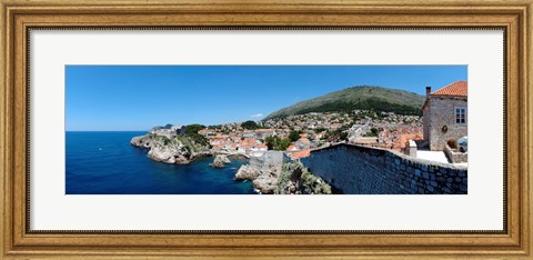 Framed Buildings at the waterfront, Adriatic Sea, Lovrijenac, Dubrovnik, Croatia Print