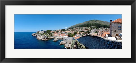 Framed Buildings at the waterfront, Adriatic Sea, Lovrijenac, Dubrovnik, Croatia Print