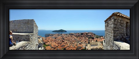 Framed Island in the sea, Adriatic Sea, Lokrum Island, Dubrovnik, Croatia Print