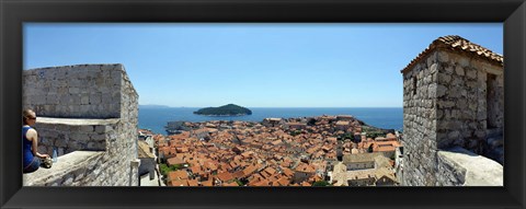 Framed Island in the sea, Adriatic Sea, Lokrum Island, Dubrovnik, Croatia Print