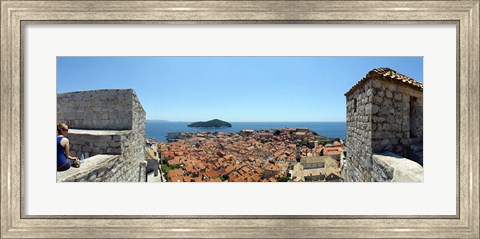 Framed Island in the sea, Adriatic Sea, Lokrum Island, Dubrovnik, Croatia Print