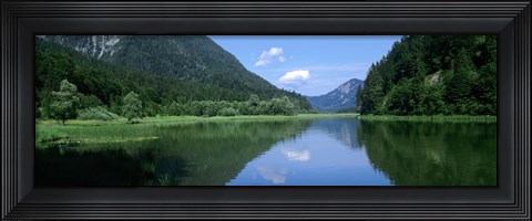 Framed Mountains overlooking a lake, Weitsee Lake, Bavaria, Germany Print