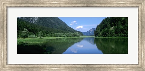 Framed Mountains overlooking a lake, Weitsee Lake, Bavaria, Germany Print
