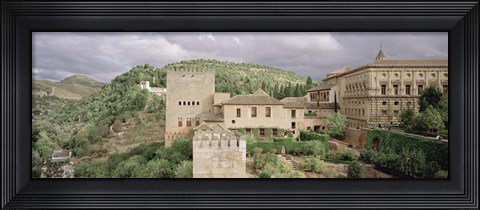 Framed High angle view of a palace viewed from alcazaba, Alhambra, Granada, Granada Province, Andalusia, Spain Print