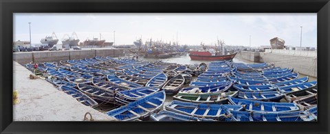Framed Fishing boats moored at a dock, Essaouira Harbour, Essaouira, Morocco Print