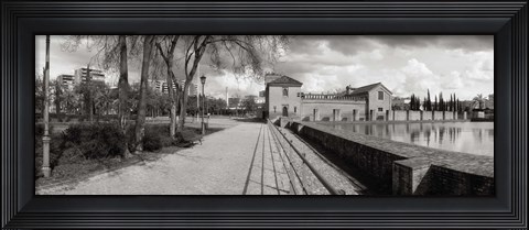 Framed Park near a pool in a city, Parque De La Buhaira, Sevilla, Seville Province, Andalusia, Spain Print