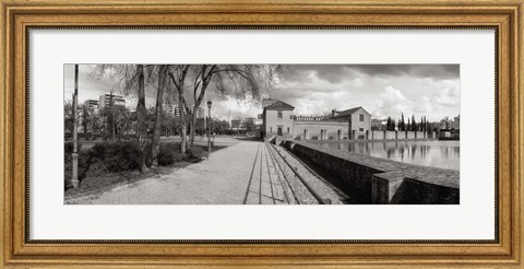 Framed Park near a pool in a city, Parque De La Buhaira, Sevilla, Seville Province, Andalusia, Spain Print