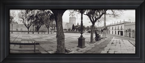 Framed Trees in front of a building, Alameda Vieja, Jerez, Cadiz, Spain Print