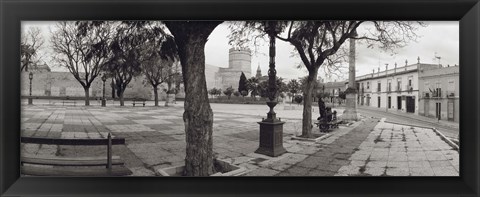 Framed Trees in front of a building, Alameda Vieja, Jerez, Cadiz, Spain Print