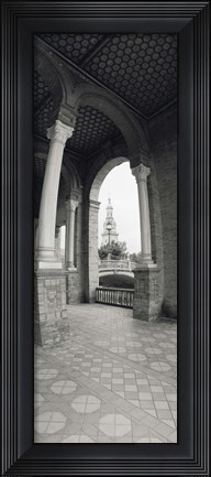Framed Interiors of a plaza, Plaza De Espana, Seville, Seville Province, Andalusia, Spain Print