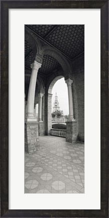 Framed Interiors of a plaza, Plaza De Espana, Seville, Seville Province, Andalusia, Spain Print