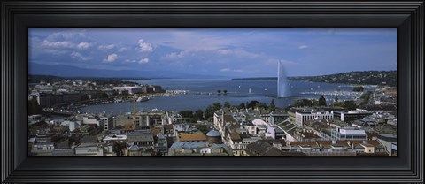 Framed Buildings in a city, Lake Geneva, Lausanne, Switzerland Print