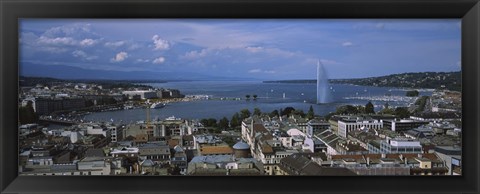 Framed Buildings in a city, Lake Geneva, Lausanne, Switzerland Print