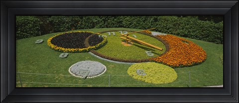 Framed Clock in a park, Geneva, Switzerland Print