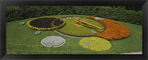 Framed Clock in a park, Geneva, Switzerland Print