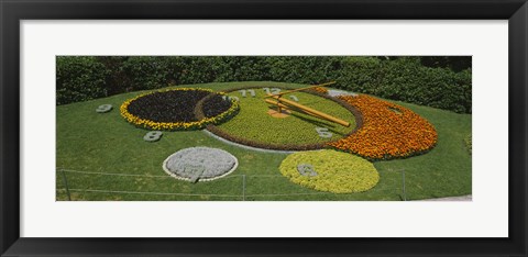 Framed Clock in a park, Geneva, Switzerland Print