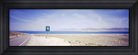 Framed Road sign at the roadside, Nevada State Route 446, Pyramid Lake, Nevada, USA Print