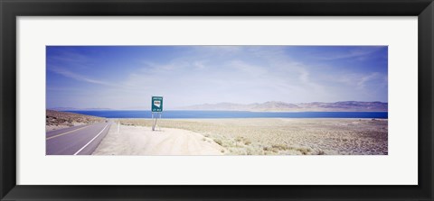 Framed Road sign at the roadside, Nevada State Route 446, Pyramid Lake, Nevada, USA Print