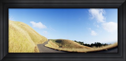 Framed Curved road on the mountain, Marin County, California, USA Print