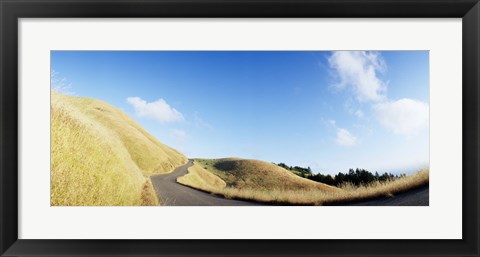Framed Curved road on the mountain, Marin County, California, USA Print