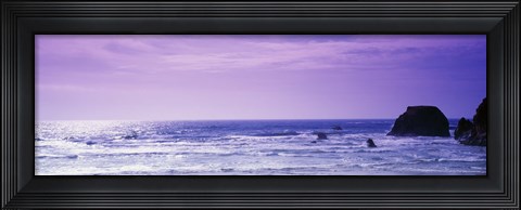Framed Rocks in the ocean, Pacific Ocean, Mendocino County, California, USA Print