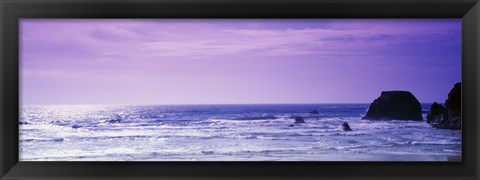 Framed Rocks in the ocean, Pacific Ocean, Mendocino County, California, USA Print