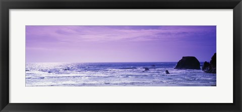 Framed Rocks in the ocean, Pacific Ocean, Mendocino County, California, USA Print