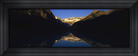 Framed Reflection of mountains in a lake, Lake Louise, Banff National Park, Alberta, Canada Print