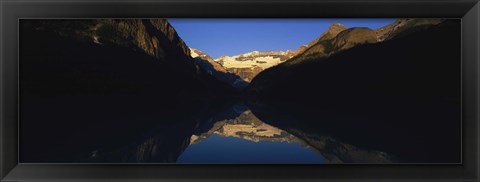 Framed Reflection of mountains in a lake, Lake Louise, Banff National Park, Alberta, Canada Print