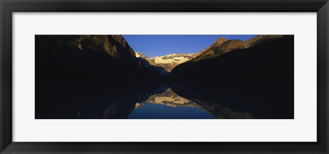 Framed Reflection of mountains in a lake, Lake Louise, Banff National Park, Alberta, Canada Print