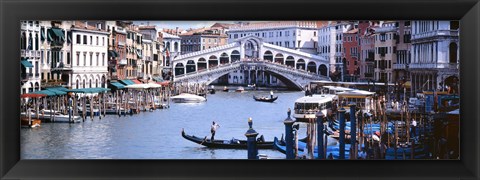 Framed Bridge across a river, Rialto Bridge, Grand Canal, Venice, Italy Print