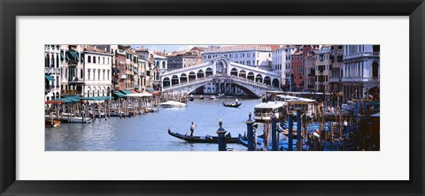 Framed Bridge across a river, Rialto Bridge, Grand Canal, Venice, Italy Print