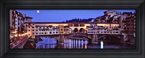 Framed Bridge across a river, Arno River, Ponte Vecchio, Florence, Tuscany, Italy Print