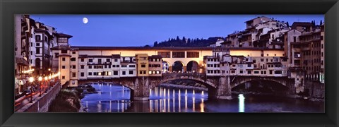 Framed Bridge across a river, Arno River, Ponte Vecchio, Florence, Tuscany, Italy Print