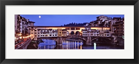 Framed Bridge across a river, Arno River, Ponte Vecchio, Florence, Tuscany, Italy Print