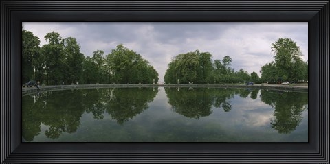 Framed Reflection of trees in a pond, Versailles, Paris, Ile-De-France, France Print