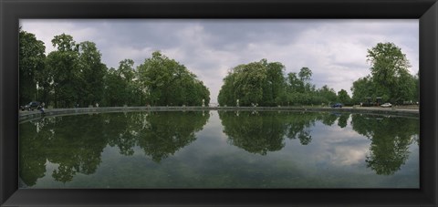 Framed Reflection of trees in a pond, Versailles, Paris, Ile-De-France, France Print