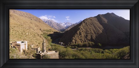 Framed Ruins of a village with mountains in the background, Atlas Mountains, Marrakesh, Morocco Print