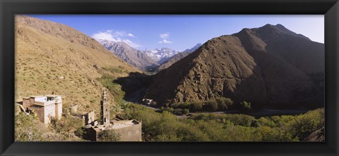 Framed Ruins of a village with mountains in the background, Atlas Mountains, Marrakesh, Morocco Print