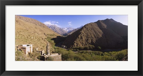 Framed Ruins of a village with mountains in the background, Atlas Mountains, Marrakesh, Morocco Print