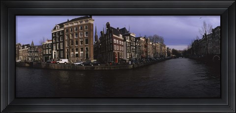 Framed Buildings along a canal, Amsterdam, Netherlands Print