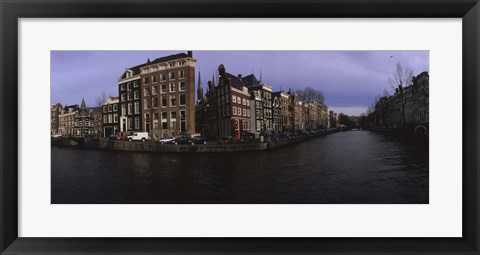 Framed Buildings along a canal, Amsterdam, Netherlands Print