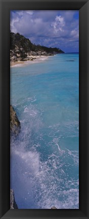 Framed Waves breaking on rocks, Bermuda Print