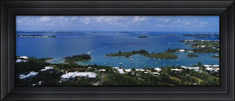 Framed High angle view of buildings at the waterfront, Gibbs Hill Lighthouse, Bermuda Print