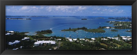 Framed High angle view of buildings at the waterfront, Gibbs Hill Lighthouse, Bermuda Print