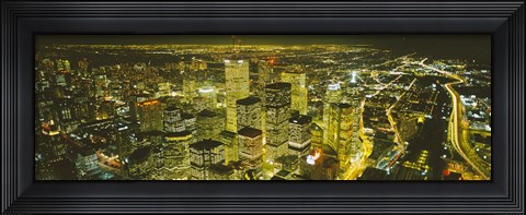 Framed High angle view of a city lit up at night, View from CN Tower, Toronto, Ontario, Canada Print
